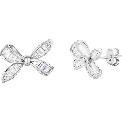 Preciosa strieborné náušnice Mašličky s kubickými zirkónmi Tender Bow Glamour 5409 00