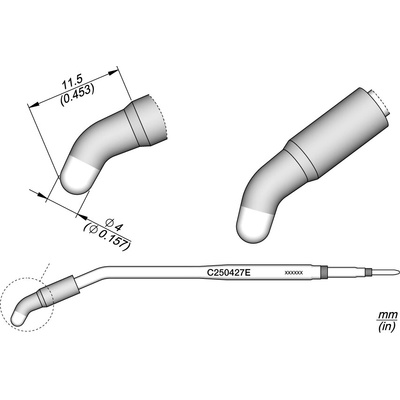JBC C250427E – zahnutý kuželový pájecí hrot Ø 4 mm E