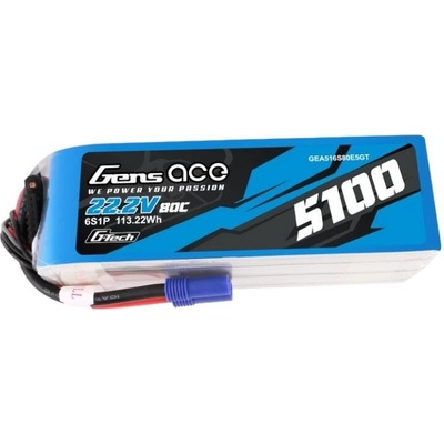 Gens ace G-Tech 5100mAh 80C 22.2V 6S1P Lipo Battery Pack with EC5 plug – Zboží Dáma
