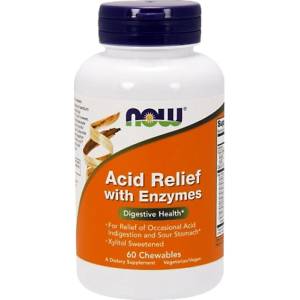 NOW Acid Relief with Enzymes [60 Дъвчащи таблетки]