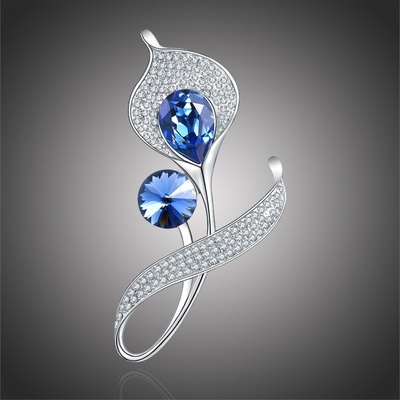 Éternelle brož Swarovski Elements Amedee květina B2206-LXT0135 Modrá