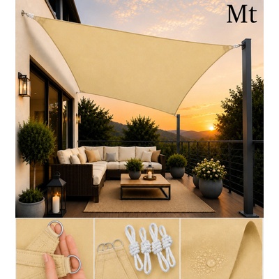Slnečná tieniaca plachta 3x3 m, Oxford 165 g/m², béžová