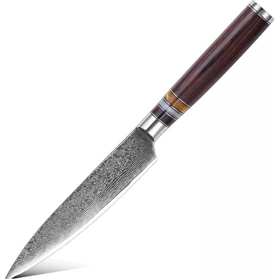IZMAEL Damaškový kuchynský nôž Kašiwa Paring/Hnedá 13 cm