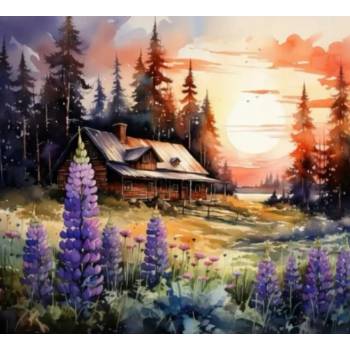 Norimpex - Puzzle Diamant painting: Forest cabin 30x40cm - 1 - 39 piese