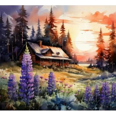 Norimpex - Puzzle Diamant painting: Forest cabin 30x40cm - 1 - 39 piese