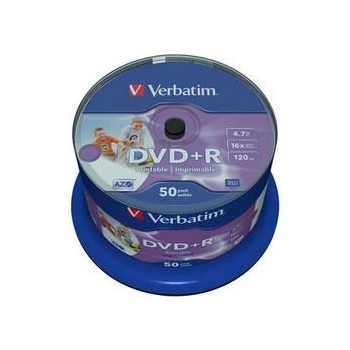 Verbatim DVD+R(50-Pack)Spindle/Printable/16x/4.7GB/DLP (43512)
