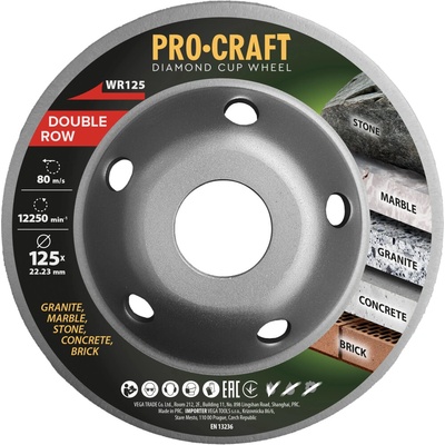 Procraft Diamantový brúsny kotúč dvojradový 125 mm WR125