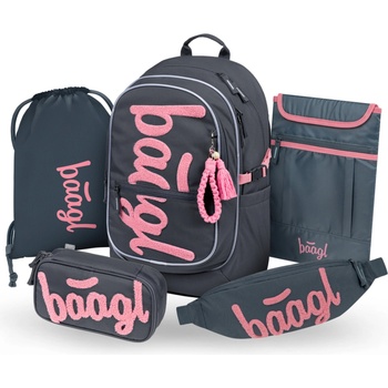 BAAGL SET 5 Core Logo розова: раница, пенал, торба, кръста чанта, калъф за лаптоп GRS BAAGL | Rozov | Момичешки | UNI