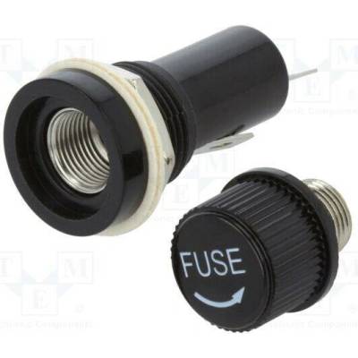 EATON/BUSSMANN BK16-HTJ-601I Zásuvka s krytkou; 6,3x32mm; 10A; 250VAC; HTJ; na panel; černá