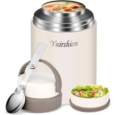 Yuirshion termonádoba na potraviny s lžičkou Thermo Lunchbox 800 ml bílá