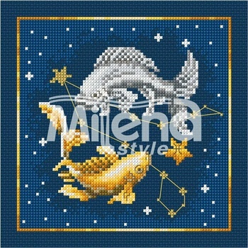 Milena Style Зодия Риби - гоблен със схема конци dmc Кръстат бод