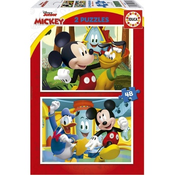 Educa Пъзел 2 в 1 Educa - Mickey Mouse, Забавната къща, 2 x 48 части (EDU19312)