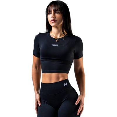 Seamless crop top s krátkým rukávem POWER 891 černý