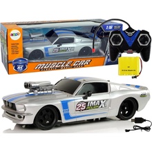 Lean Toys Športové RC auto na diaľkové ovládanie strieborné s modrými pruhmi 1:16