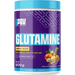 6PAK Nutrition Glutamine Powder | with Taurine & B6 [500 грама] Тропическо Манго