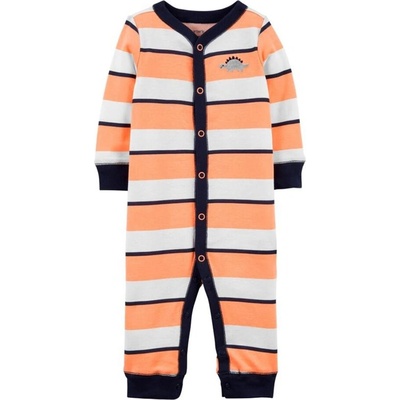 CARTER'S Overal bez nožičiek na cvoky Sleep and Play Orange Stripes chlapec