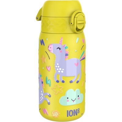 Бутилка за вода Ion8 Print, метална, 400ml, ЕДНОРОЗИ ЖЪЛТА (32032-А-ЕДНОРОЗИ Ж)