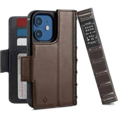 Twelve South BookBook - луксозен кожен калъф (с кейс) тип портфейл за iPhone 12 mini (кафяв)