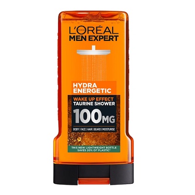 L'Oréal Душ гел L'Oreal Paris Men Expert Hydra Energetic, Енергизиращ, За мъже, Тяло, лице, коса, брада и хидратация, 300 мл (125691)