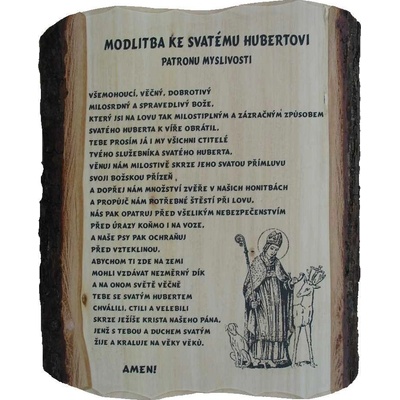 Dřevo Novák Modlitba ke svatému Hubertovi na desce s kůrou