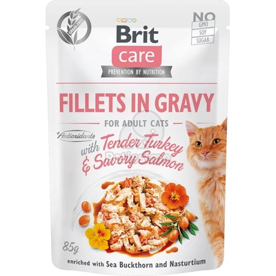 Brit Care Cat Fillets in Gravy - Turkey & Salmon 85 г - срок на годност: 21.02. 2026