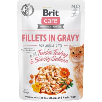 Brit Care Cat Fillets in Gravy - Turkey & Salmon 85 г - срок на годност: 21.02. 2026