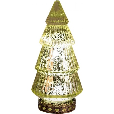 Zelený skleněný dekorační svítící stromek LED Tree - Ø 8*16 cm - Clayre & Eef