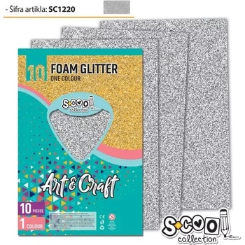 Image 1 of PLUS LINE Блестящ декоративен гумиран лист - a4, 10 бр. , сребрист (sc1220)