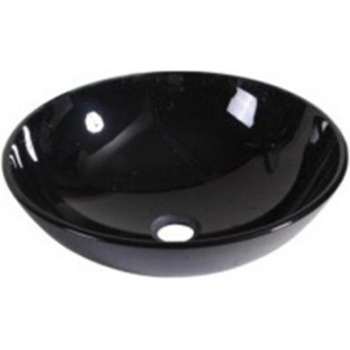 Image 1 of Inter Ceramic Стъклен умивалник за баня Ф42, черен за плот (icc 042В)