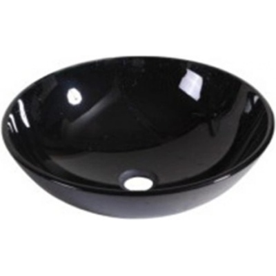 Inter Ceramic Стъклен умивалник за баня Ф42, черен за плот (icc 042В)