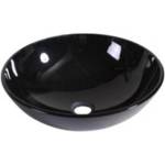 Inter Ceramic Стъклен умивалник за баня Ф42, черен за плот (icc 042В)