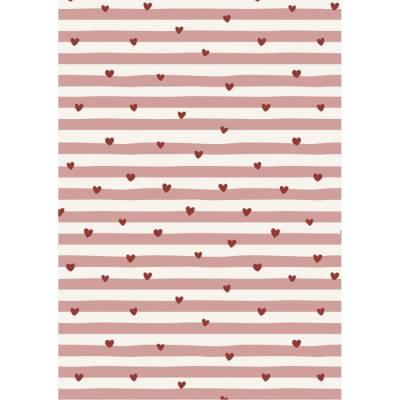 Ib Laursen Balicí papír Red Hearts / Pink Stripes – 5 m, červená barva, multi barva