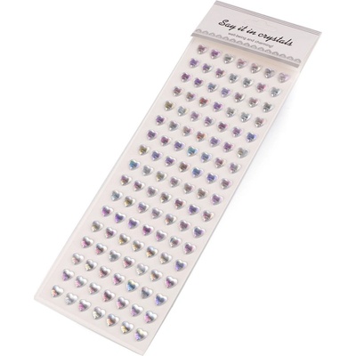 Samolepicí srdce na lepicím proužku multicolor Ø10 mm - 2 crystal AB