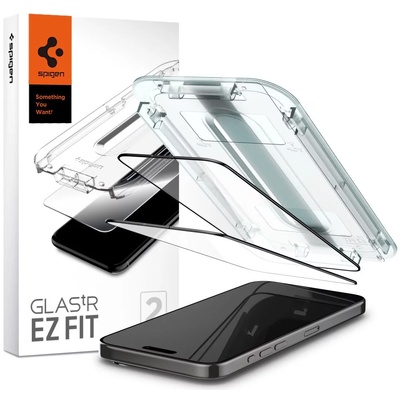 Spigen Glass tR EZ Fit 2 бр. , FC черен - iPhone 15 Pro (AGL06893)