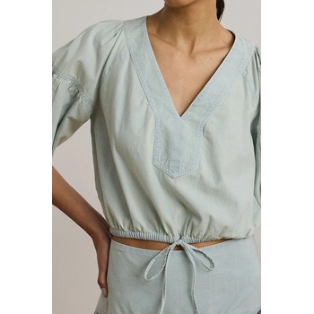 Ralph Lauren Памучна блуза Lauren Ralph Lauren дамска в синьо с изчистен дизайн 200971260 (200971260)