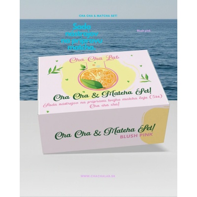 ChaChaLab Set nástrojov na prípravu matcha čaju 5 ks Blush Pink s Chawan miskou 500 ml