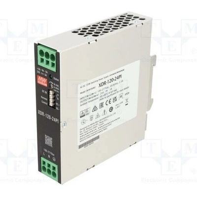 MEAN WELL XDR-120-24PI Napájecí zdroj: spínaný; na lištu DIN; 120W; 24VDC; 0÷5A; OUT: 1