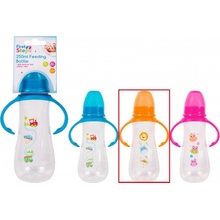 First Steps Feeding Bottle kojenecká lahev čirá s úchopy Zoo oranžová 250 ml