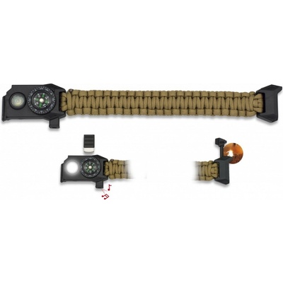 Albainox Paracord s led světlem kompasem a píšťalkou Coyote