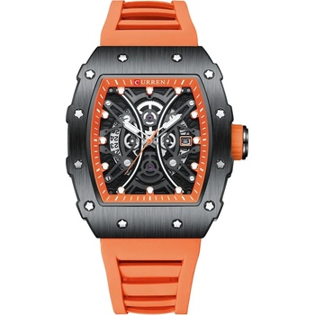 Curren Мъжки часовник Curren Enigma, Силиконова каишка, Оранжев (CURREN-8438-ORANGE)