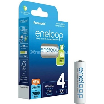 Panasonic Eneloop AA 2000 mAh, 4 броя презареждаеми батерии (BK-3MCDE/4CP) (BK-3MCDE/4CP)
