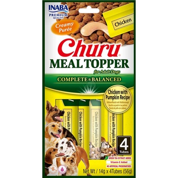 Inaba Foods Dog Churu Meal Topper мокра храна за кучета - пилешко, тиква 4 x 14 г