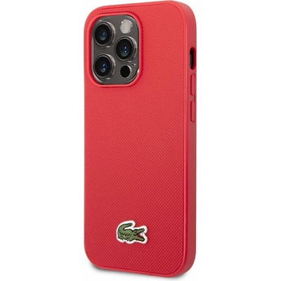 Lacoste Iconic Petit Pique Logo Case - дизайнерски кожен кейс за iPhone 14 Pro (червен)