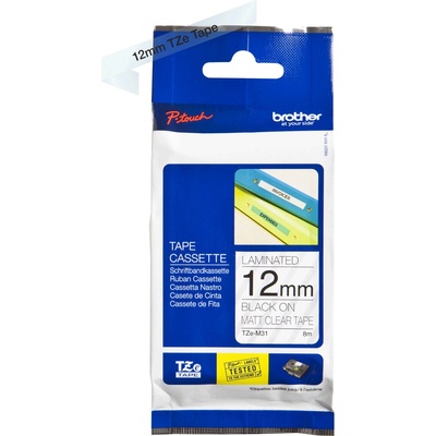 TZE-M31 čierna na matnej priehľadnej 12 mm