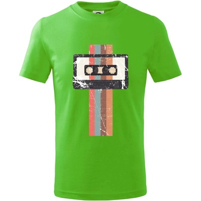 Retro kazeta pruhy tričko detské Apple Green