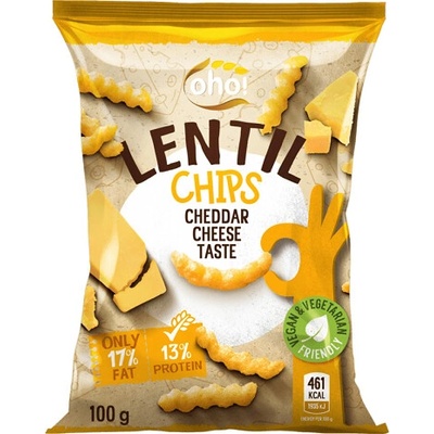 OHO Chipsy z červenej šošovice s príchuťou syra cheddar 100 g