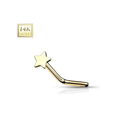 Šperky4U zahnutý zlatý piercing do nosu hvězdička ZL01221-YG