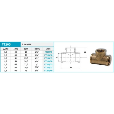 NOVASERVIS T- kus MMM 6/4" mosaz FT203/40