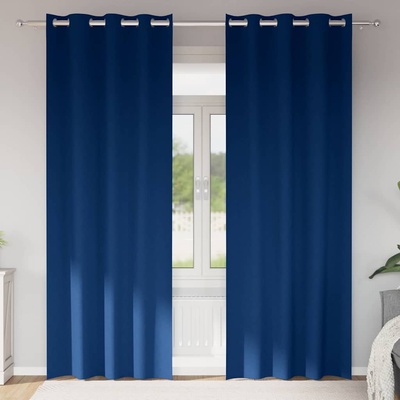 vidaXL Завеси за затъмняване с пръстени 2 pcs Тъмен син 245 x 140 см (4107366)