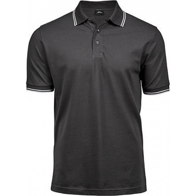 Tee Jays Luxusní pánská strečová polokošile s proužky 215g/m tmavá bílá TJ1407 šedá